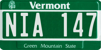 VT license plate NIA147