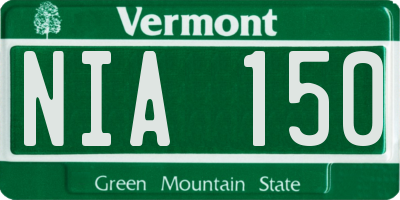 VT license plate NIA150