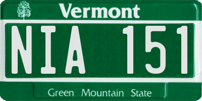 VT license plate NIA151