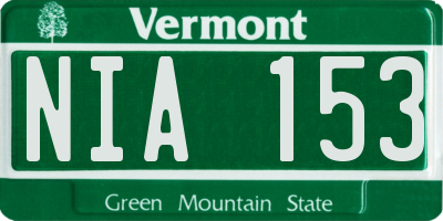 VT license plate NIA153