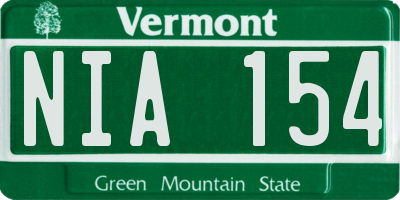 VT license plate NIA154