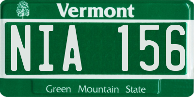VT license plate NIA156