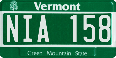 VT license plate NIA158
