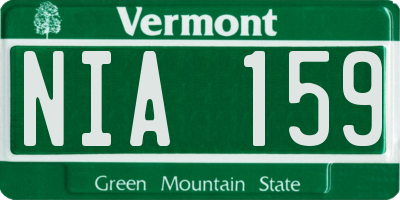 VT license plate NIA159