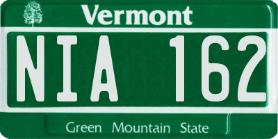 VT license plate NIA162
