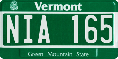 VT license plate NIA165
