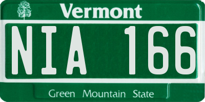 VT license plate NIA166