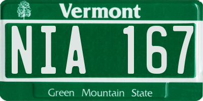 VT license plate NIA167