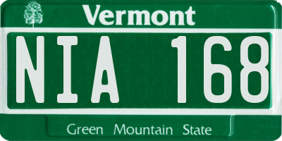 VT license plate NIA168