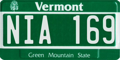 VT license plate NIA169
