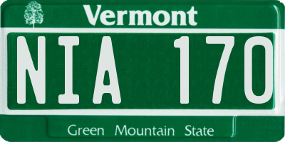 VT license plate NIA170