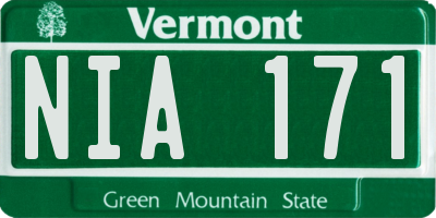 VT license plate NIA171