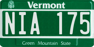 VT license plate NIA175