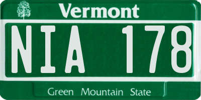 VT license plate NIA178