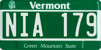 VT license plate NIA179