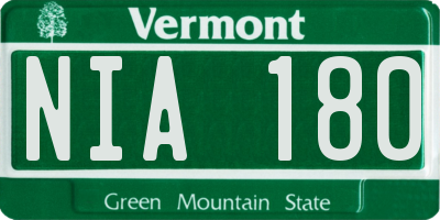VT license plate NIA180