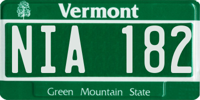 VT license plate NIA182