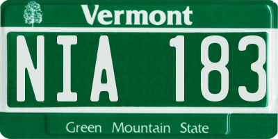 VT license plate NIA183