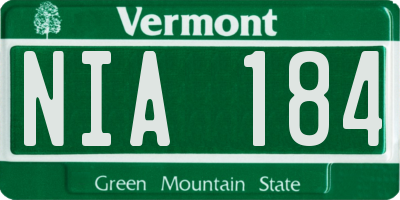 VT license plate NIA184