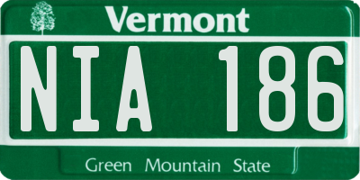 VT license plate NIA186