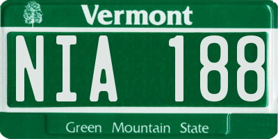VT license plate NIA188