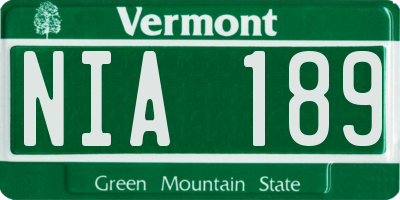 VT license plate NIA189