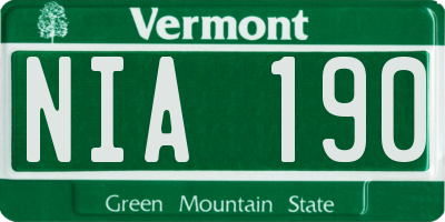 VT license plate NIA190