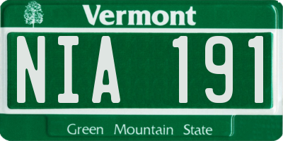 VT license plate NIA191