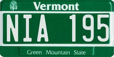 VT license plate NIA195