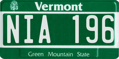 VT license plate NIA196