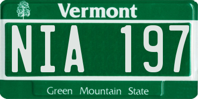 VT license plate NIA197