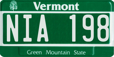 VT license plate NIA198