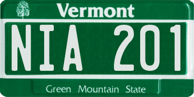 VT license plate NIA201