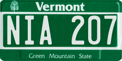 VT license plate NIA207