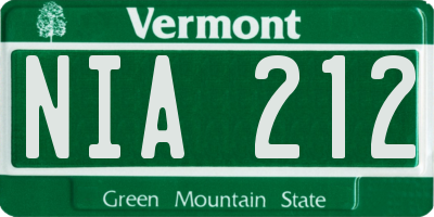 VT license plate NIA212