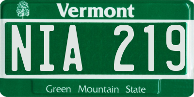 VT license plate NIA219