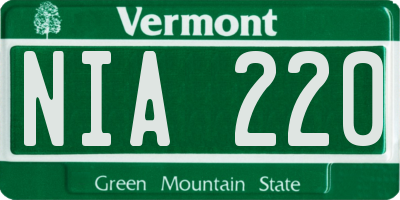 VT license plate NIA220