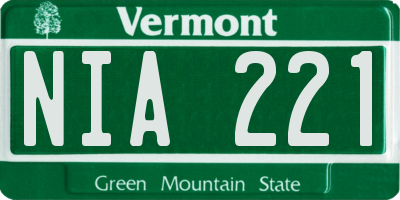 VT license plate NIA221