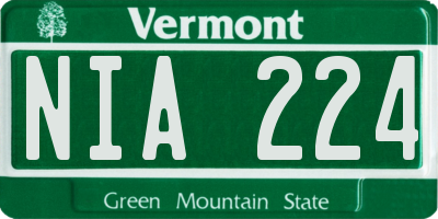 VT license plate NIA224