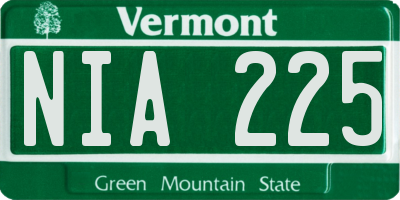 VT license plate NIA225