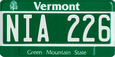VT license plate NIA226