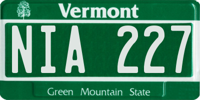 VT license plate NIA227