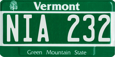 VT license plate NIA232