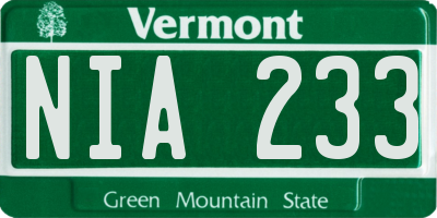 VT license plate NIA233