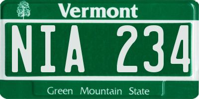 VT license plate NIA234