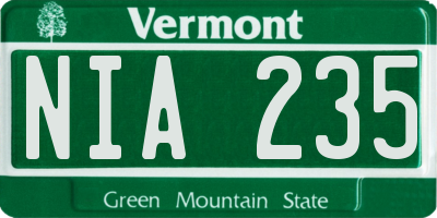 VT license plate NIA235