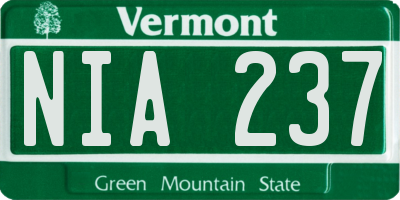 VT license plate NIA237