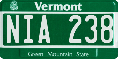 VT license plate NIA238