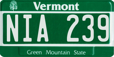 VT license plate NIA239