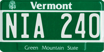VT license plate NIA240